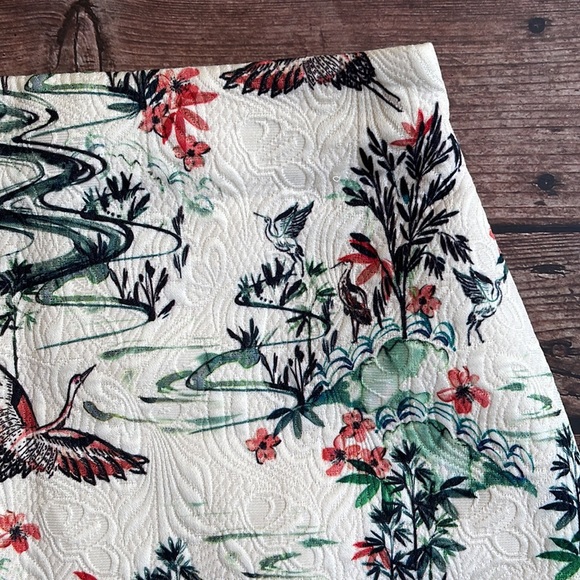 H&M | Jacquard weave bird print mini skirt in cream - Picture 4 of 10